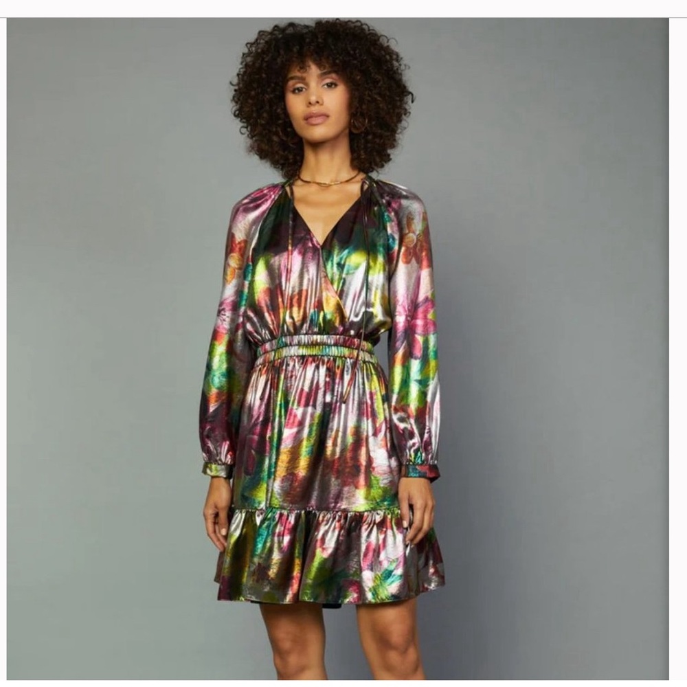 NWT Current Air Metallic Floral Mini Dress, Size Medium